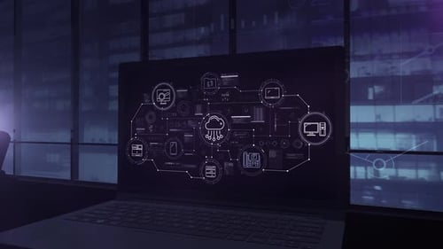 Digital Cloud Computing Network Interface Animation