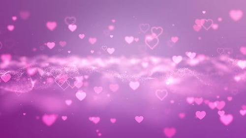 Animated Pink Hearts and Shimmering Particle Background Loop