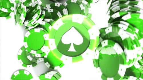 Green Casino Chips with spade sign