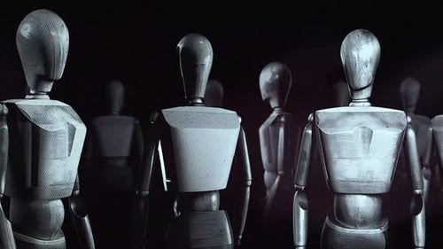 Wooden Mannequin Clones Background Loop