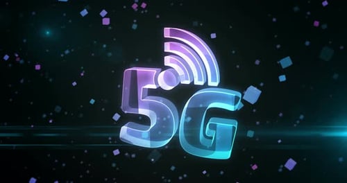 5G mobile network technology symbol loop digital concept
