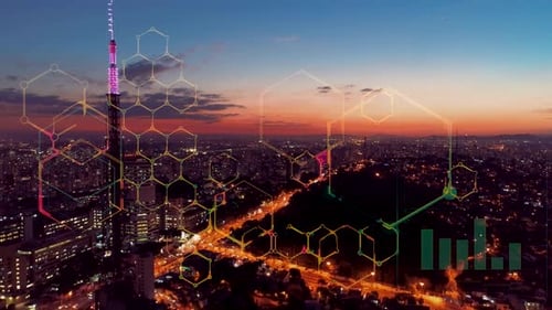 Futuristic effect. Smart city graphic. Cyber technology