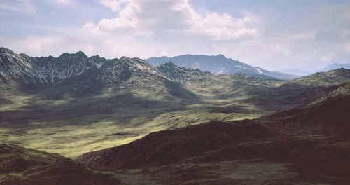 Majestic Mountain Landscape Featuring Lush Valleys and Distant Peaks