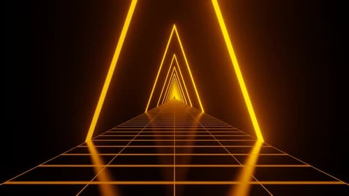 Orange Sci Fi Neon Glowing Cyberpunk Road Background Vj Loop In HD
