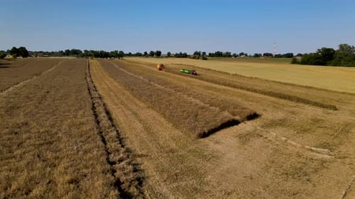 Cultivating seasonal seeds Mlynary Poland fields aerial