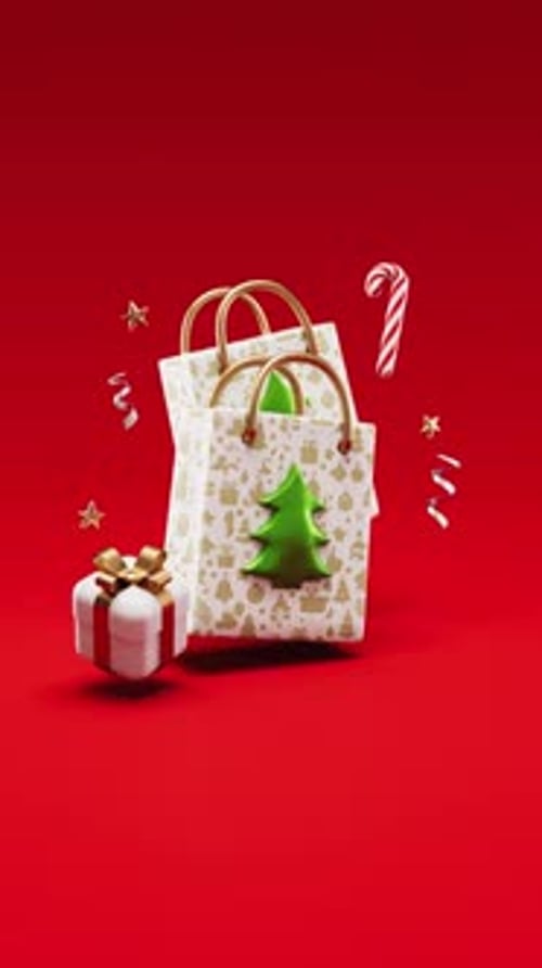 Animated Christmas Shopping Bags and Gifts for Holiday Promotions