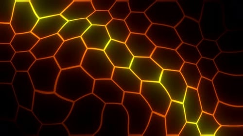 Background with pattern of neon hexagons