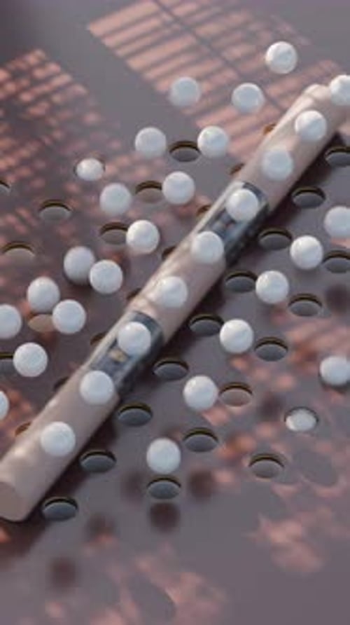 3D-Animation mit springenden Murmeln