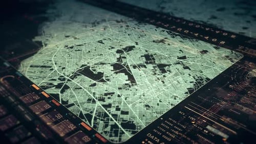 Mapa digital holográfico futurista de la ciudad 01