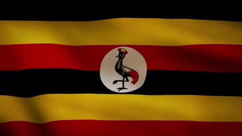 Uganda National Flag Waving Realistic Animation