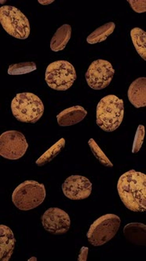 Falling Chocolate Chip Cookies Seamless Loop Animation
