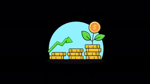 Animated Financial Growth with Stacks of Coins