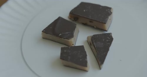 Close Up Pan Right of Toffee Pieces