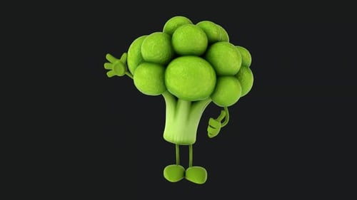 Fun 3D cartoon broccoli (with alpha channel)