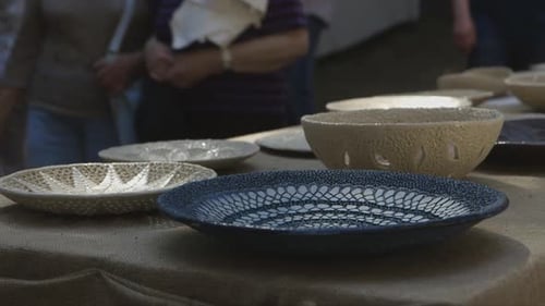 high quality colorful clay plates at craft market