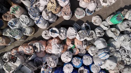 Aerial View of Waste Recycling Sacks