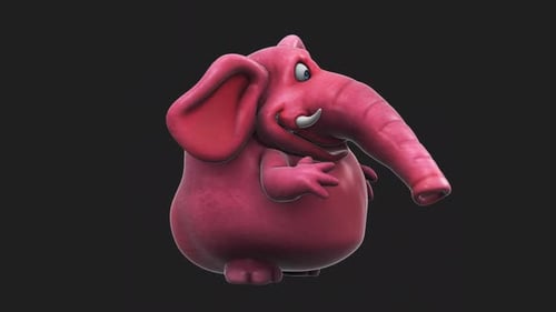 Fun 3D cartoon elephant talking (with alpha channel)
