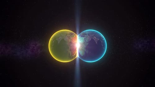 Glowing Planets Merge in Starry Space Background Animation