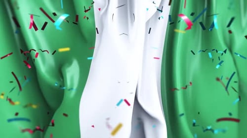 Nigeria Flag Waving with Confetti Celebration