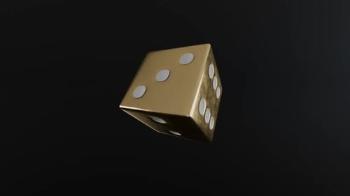 shiny gold 3d casino dice on black background