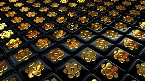 Golden Geometric Shapes Rotating Abstract Pattern Background Loop