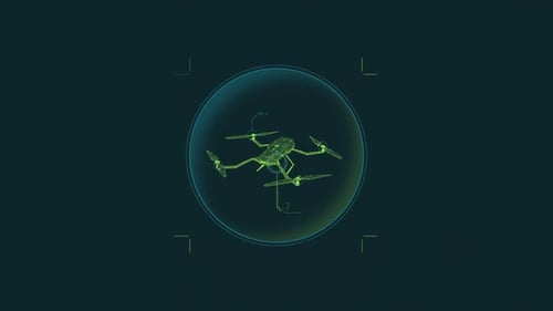 HUD-Elementanimation einer virtuellen 3D-Drohne