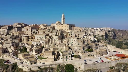 Panoramic view of the ancient town of Matera (Sassi di Matera) in a beautiful autumn day, Basilicata
