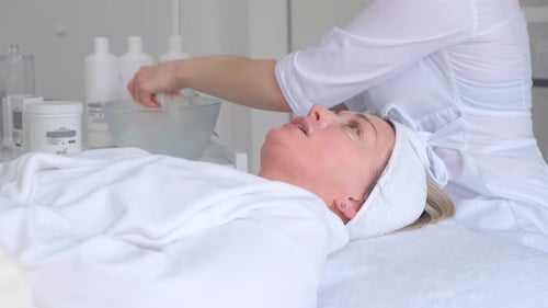 Woman Receiving Facial at Medical Spa