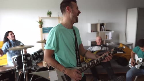 rock and roll band rehearsing