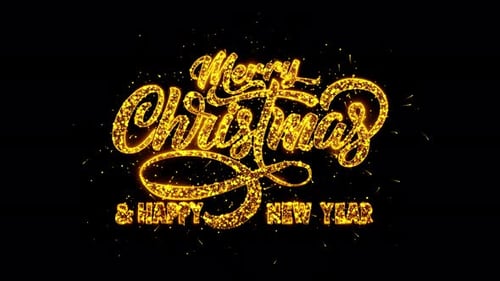 Feliz Navidad, Año Nuevo 2024, texto lujoso, dorado, chispas brillantes, celebraciones de fuegos artificiales