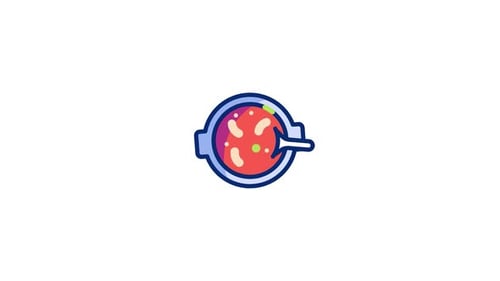 Animated Flat Design Cooking Pot Stirring Food Icon