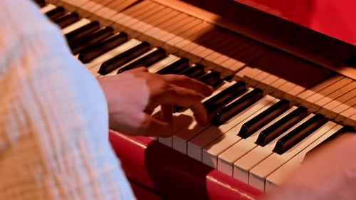 Close-up of Piano Player Performing