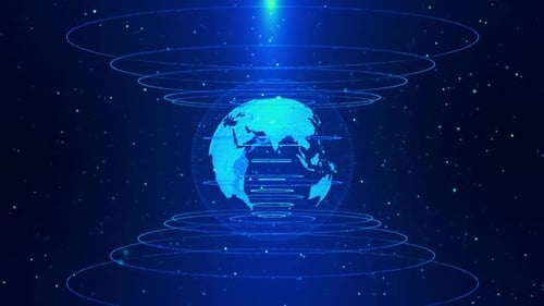 3D Futuristic Digital Globe Futuristic Technology Earth Globe Rotating in Cyberspace