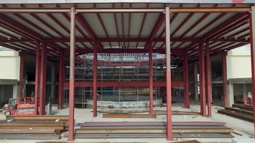 Vista aérea: Surge un nuevo complejo comercial: vista del sitio de construcción