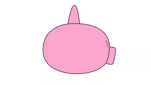 Cute Flat Design Pig Head Rotating Loop