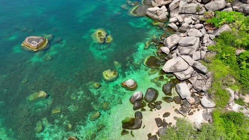 Amazing tropical island from an aerial view. 4K.