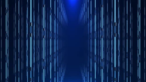 Futuristic Digital Tunnel Loop with Blue Glowing Lines