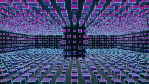 Pink And Cyan And Black Square Circular Motion Background Vj Loop In HD