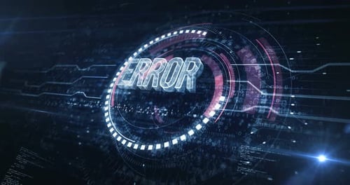 Futuristic Digital Error Message Display with Circuit Board Animation