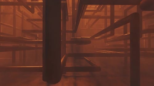 Animated Geometric Pipe Grid Abstract Tunnel Loop