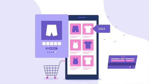 Mobile E-commerce Shopping App Concept with Flat Design