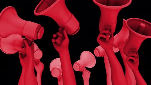 Hands Holding Megaphones With Alpha 05