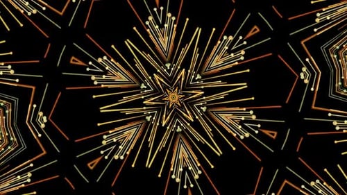 Golden Star Kaleidoscope Abstract Particle Background