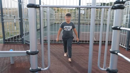 Children on the Playground on the Street in the Yard Live a Healthy Life Be H3althy