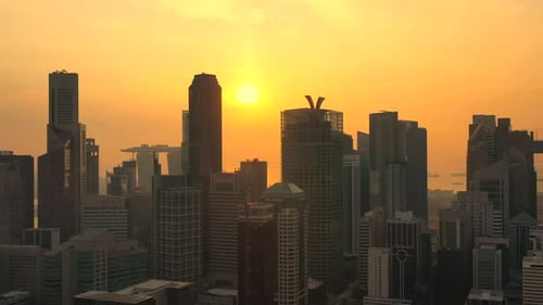 2019/03/10 Singapore : Drone Aerial view 4k Footage of the Marina Bay Sands in Singapore City Skylin