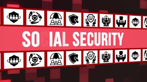 Social Security Concept With Icons On Digital Background