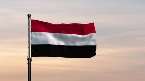 Yemen Stunning Flag View in a Breezy Sky