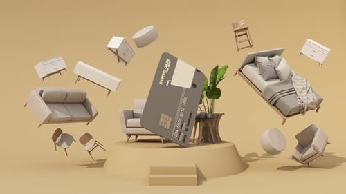 Surreal Floating Furniture with Credit Card
