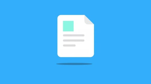 Flat Design CV Text Document Icon Reveal Animation