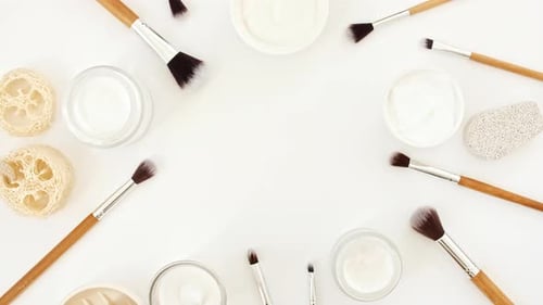 Makeup Brushes White Cosmetic Bottle Containers Natural Skin Care Products Zero Waste Eco Friendly